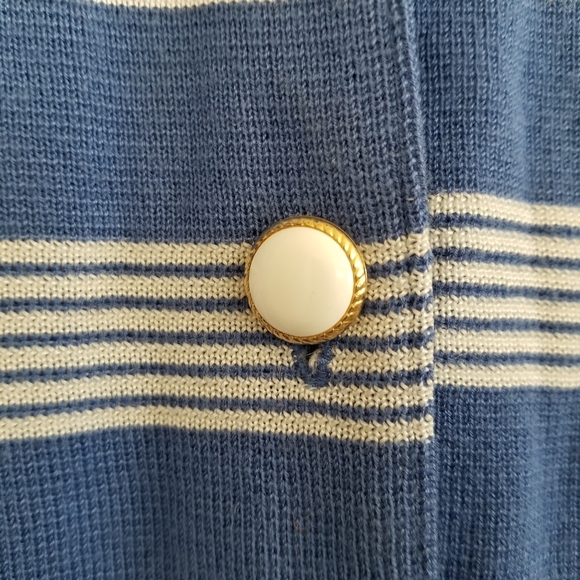 Vintage Schrader Blue Stripe Knit Cardigan Size 10 - Picture 2 of 4